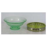 Uranium Glass Bowl and Divided Tray