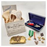 Vintage Eagle Scout Medal Etc + Baby Shoes