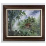 Original Oil On Canvas Swamp Scene