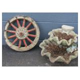 Concrete Bird Bath and Wheel