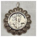 1942 Walking Liberty Silver Half Dollar in Bezel
