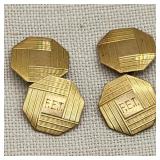 14K Gold Hinged Cufflinks 'FET'