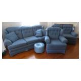 Masterfield Blue Upholstered Living Room Suite