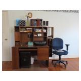 Office Desk, Chair, Books And Electronics