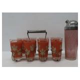 Printed Glass Cocktail Shaker & Tumblers
