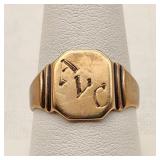 10K Gold Signet Ring 'ALC' Initials