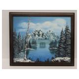 Winter Mountain Scene Original Oil on Canvas