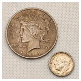 1924 Peace Silver Dollar + 1946-S Dime