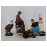 Cast Iron Cannon Decanters and Eagle Figure
