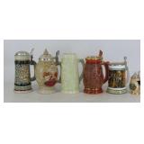 Stoneware and Glass Beer Steins