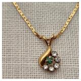 14K Bold Chain & 10K Pendant w/ Emerald