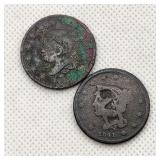 1829 & 1841 US Large Cents Incl Countermarked
