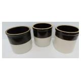 Brown / White Banded Stoneware Crocks