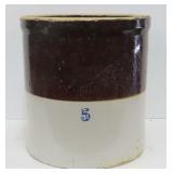 5 Gal Brown Banded Stoneware Crock