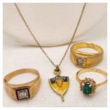 Gold Fill / Plated Rings Etc Diamond & Paste Stone