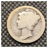 1916-D Mercury Silver Dime Key Date