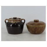 Stoneware Beanpot and Lidded Bowl