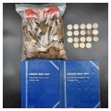 Lincoln Cents Books & Loose Wheat + V-Nickels