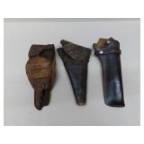 3 leather Holsters in various condition