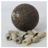Civil War Cannonball and Minie Balls