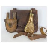 Leather Pouches & Powder Flask