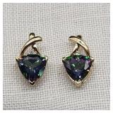 10K Gold Mystic Fire Topaz + Diamond Earrings