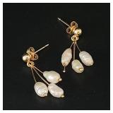 14K Gold Rice Krispie Pearl Earrings