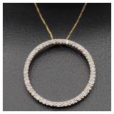 10K Gold Diamonds Circle Pendent Necklace