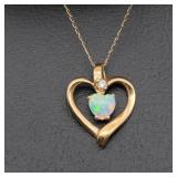 10K Gold Heart w/ Heart Opal Necklace