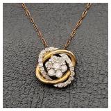 10K Gold Diamonds Pendant + 480 Gold Chain