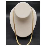 14K Gold Embossed Herringbone Necklace