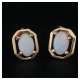 14K Gold Opal Pierced Earrings