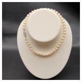 14K White Gold Clasp String of Pearls Choker