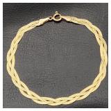 14K Gold Embossed Braided Bracelet