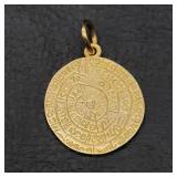 585 / 14K Gold Greek Phaistos Disc Pendant / Charm