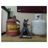 Safety Can, Jack Stands, and Propane Tank