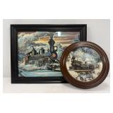 Framed Train Artwork and Plate