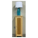 Blue Glass Table Lamp and Cabinet