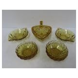 Amber Glass Serving Pieces And Candy Dishes