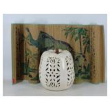 Bamboo Elephant Screen & Ceramic Pumpkin