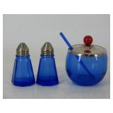 Cobalt Blue Condiment Set