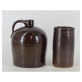 Brown Stoneware Jug and Crock