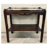 Mahogany Glass-Top Console Table with Lower Shelf