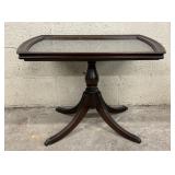 Mahogany Glass-Top Pedestal Occasional Table