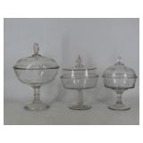 Clear Glass Covered Compotes