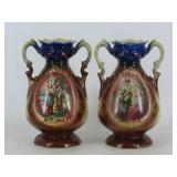 Transfer Decorated Porcelain Vases