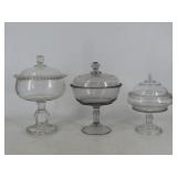 Clear Glass Covered Compotes