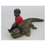 Black Americana Cast Iron Boy on Alligator