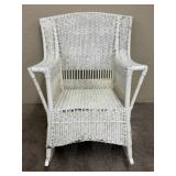White Painted Wicker Armchair