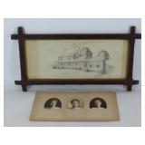 Framed House Drawing & Portraits